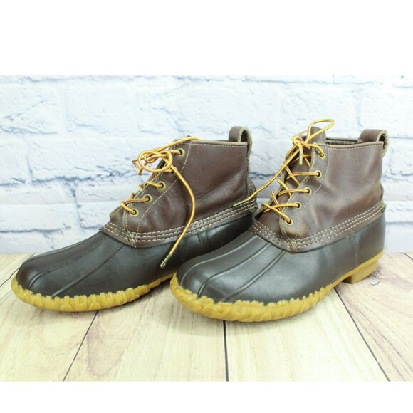 Vintage LL Bean Dark Brown Leather Unlined Hunting Ankle Duck Boots Size 9 M main image 10